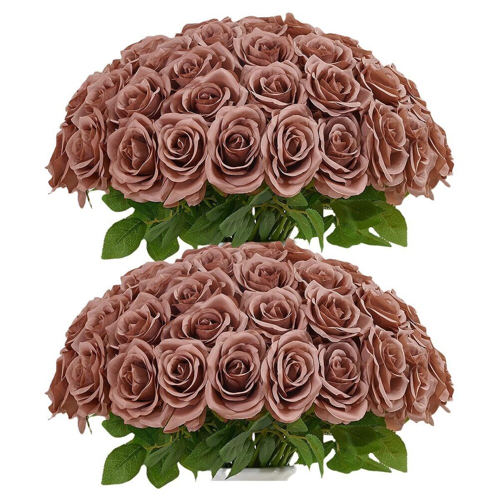 7882 50pcs Dusty Roses Artificial Flowers Bulk, Roses Silk Flower